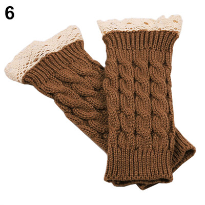 

Women Fingerless Lace Gloves Soft Knitted Warm Long Mitten Wrist Warmer Winter Gift