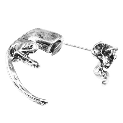 

2 PCS Popular Long Tail Small Leopard Cat Puncture Girls And Boys Stud Earrings