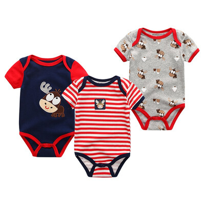 

3PCSLot Baby Boy Clothes 0-12M Newborn Cotton Baby Girls Clothes Rompers Babywear Bodysuits Clothing Sets For Babies