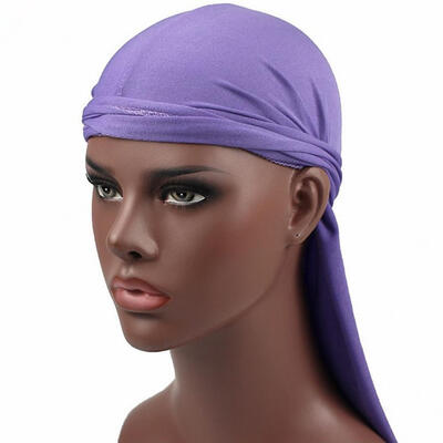 

Men Milk Fiber Pure Color Hip Hop Bandana Long Tail Hat Headwear Pirate Cap Wrap