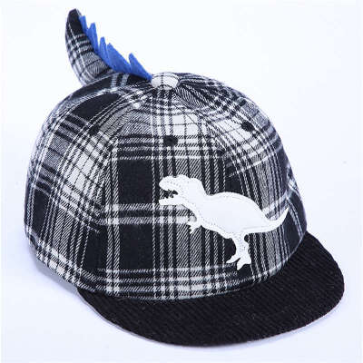 

New Baby Boys Girls Sun Protection Hats Children Adjustable Plaid Print Casual Caps Kids Tail Design Visors Headwears 1-4Y