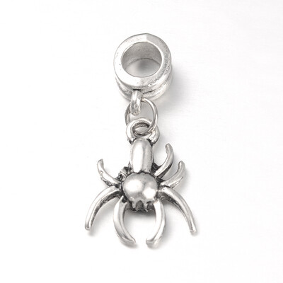 

New Tibetan Style Alloy Halloween Spider European Dangle Beads Antique Silver 29mm Hole 5mm