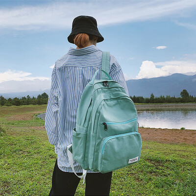

Ins style schoolbag female Korean version of high school students take a large capacity simple Mori computer bag double shoulder b