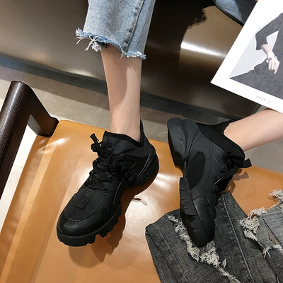 

Leisure Fashion Daddy Shoes Female Qiubai Shoes Small White Shoes Thick soles Breathable Flower Sports Shoes