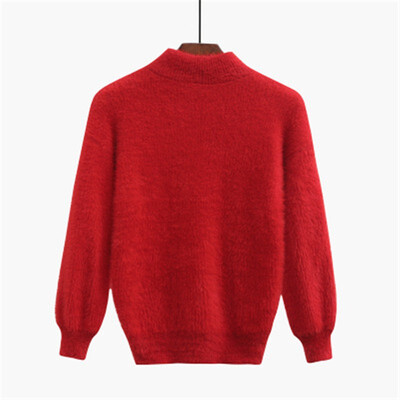 

New autumnwinter 2018 lantern sleeve mink neck sweater loose cardigan womens short jumper sweater