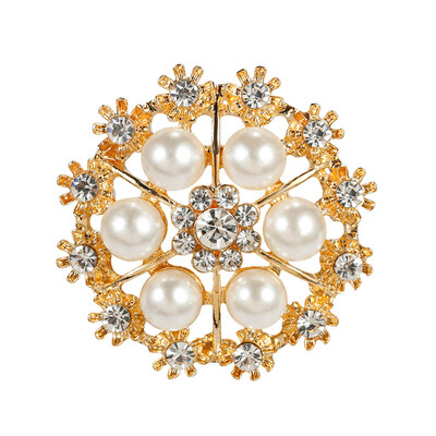 

Fashion Women Large Brooches Lady Snowflake Imitation Pearls Crystal Wedding Brooch Pin Jewelry