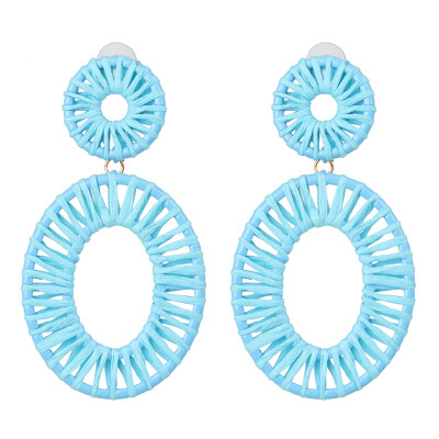 

Korean Summer Geometric Hollow Circle Square Drop Earrings for Women Big Round Handmade Bohemian Party Beach Jewelry