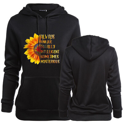 

Women Fashion Long Sleeve Sunflower Printed Hoodie Casual Loose Sweatshirts Pullover Tops