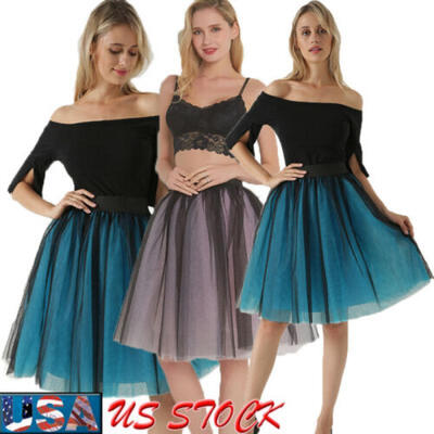 

Women 5 Layers Tulle Maxi Skirt Elastic Waist Bridesmaid Wedding Party Dress US