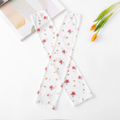 

New digital printing sunscreen grid ice silk sleeves female cartoon outdoor riding travel ice sleeve women factory wholesale