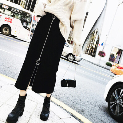 

Roseonmyhand Women High-waisted Casual A-Line Skirt Cotton Long Wrap Butt Skirt