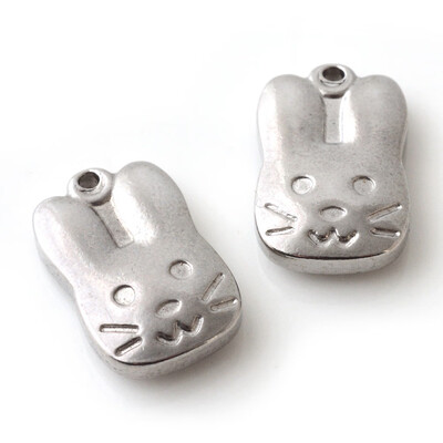 

304 Stainless Steel Pendants Rabbit Stainless Steel Color 16x105x35mm Hole 15mm