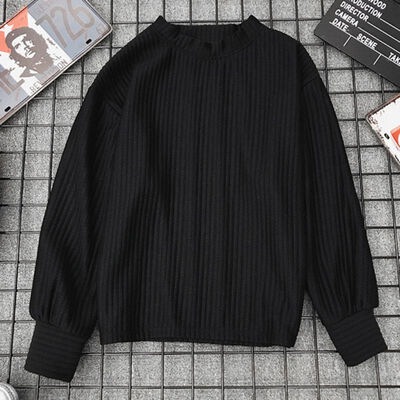 

Loose Harajuku Slim Pull Femme Sweaters Black Yellow Sweater Women Autumn Winter Crewneck Jumper Solid Color Pullover