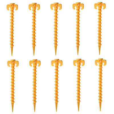 

10pcs Ultralight Outdoor Camping Tent Pegs Stakes Nylon Spiral Nails Yellow