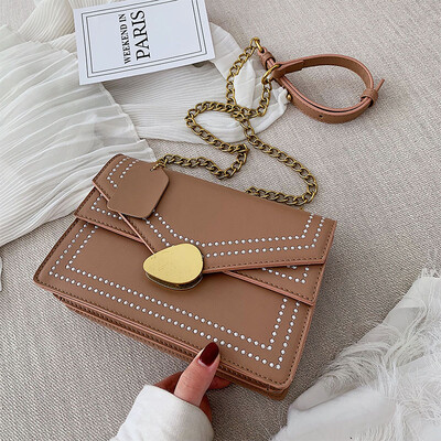 

Advanced sense of foreign style womens bag chic texture lock chain bag new 2019 retro small square bag shoulder Messenger bag