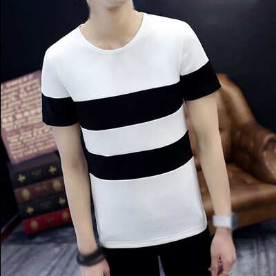 

2019 Mens Stylish Fit Hole Round Neck Tees Solid Short Sleeve T Shirt Blouse