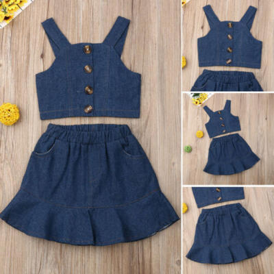 

Toddler Kid Baby Girl Summer Crop Vest Top Short Skirt Outfit Set Clothes Set