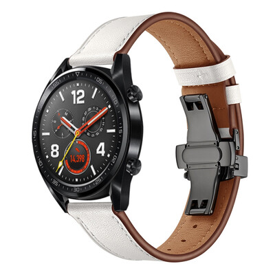 

〖Follure〗Black Butterfly buckle Leather Wrist Watch Strap Band For Huawei GT Watch 22mm