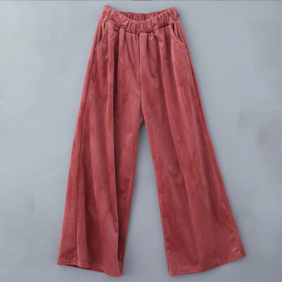 

Women Loose Wide Leg Pant Linen Pure Color High Waist Trousers For Office Ladies