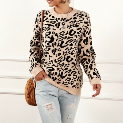 

Womens Long Sleeve Baggy Ladies Pullover Top Leopard Sweater Jumper Blouse Tops