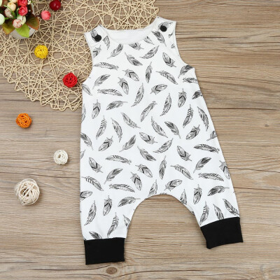 

Newborn Infant Baby Boy Girl Feather Pattern Jumpsuit Romper Outfits Clothes