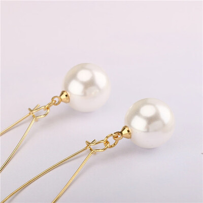 

1 Pair Unique Women Ornaments Simple Faux Pearl Ear Studs Hook Dangle Earrings