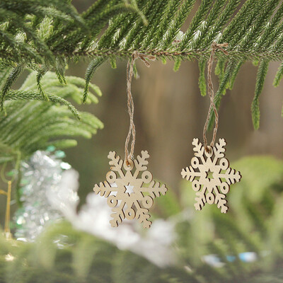 

〖Follure〗10pc Wooden Snowflake Cutouts Embellishments Wood Ornament Xmas Gift Tag