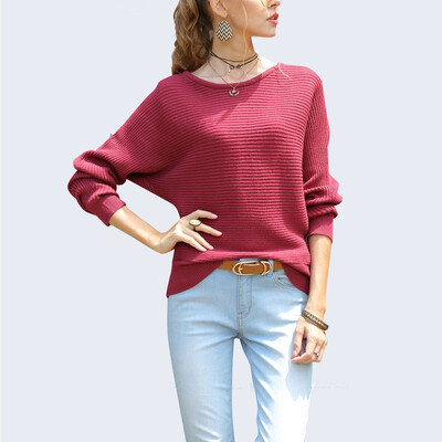 

Gobestart Fashion Women Flare Sleeve Solid O Neck Blouse Top Casual Loose Sweatshirt