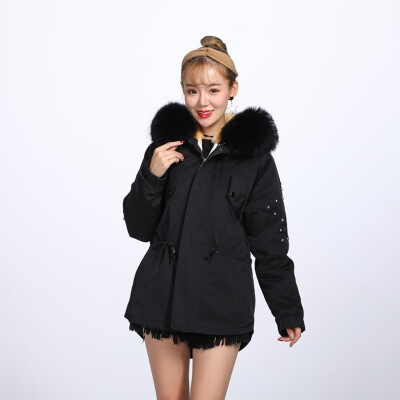 

QIU YAN 2019 new party to overcome female stars hair big hair collar pike short rabbit fur whole skin liner fur coat 9327