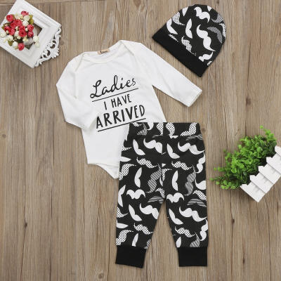 

3PCS Newborn Baby Boys Tops Romper Pants Leggings Hat Outfits Clothes Set 0-18M