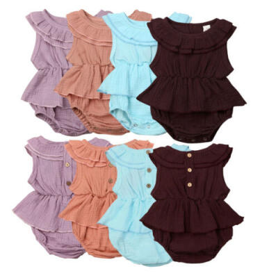 

Newborn Baby Girls Summer Clothes Ruffle Cotton Romper Bodysuit Dress Outfits