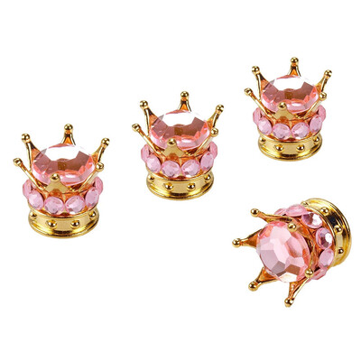 

Tailored 4Pcs Chrome Gold Crown Bling Diamond TireWheel Stem Caps Car Truck