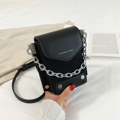 

High-level womens bag chic retro-polished mobile phone small bag new 2019 rivet single shoulder small square bag
