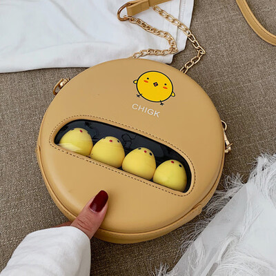 

Summer transparent small bag new 2019 chain shoulder Messenger bag girl cute cartoon small round bag