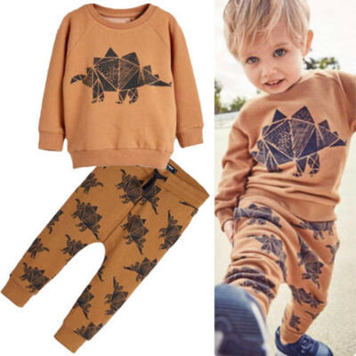 

2PCS Newborn Baby Boy Girl Cartoon T Shirt TopsLong Pants Outfit Set Clothes