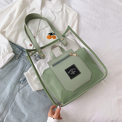 

Summer new large-capacity transparent bag handbags new 2019 Korean version of the wild shoulder portable fashion mother package