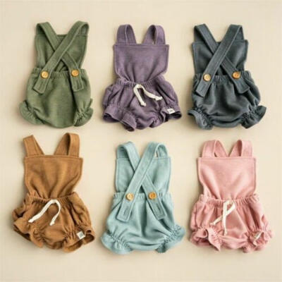 

US Stock Toddler Baby Girl Solid Romper Jumpsuit Bodysuit Overall Outfit Sunsuit