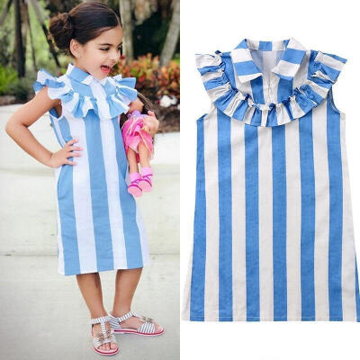 

Fashion Summer Toddler Kid Baby Girls Cotton Stripe Princess Dress Girl Outfits Outdoor Clothes