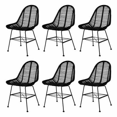 

Dining Chairs 6 pcs Natural Rattan Black