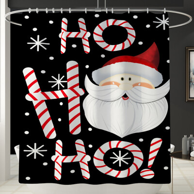 

Siaonvr Santa Christmas Print Toilet Bathroom Mat And Shower Curtain Four-Piece Set