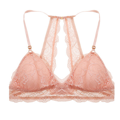 

Bras Women Sexy Lace Lingerie Wire Free Solid Color Beauty Back Bottoming Wrapped Chest Comfort Underwear