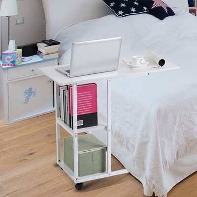 

Home Office Portable Mobile Over Bed Table Sofa Couch Rolling Wheel Laptop Computer DeskOver Bed Table Mobile Over Bed Table
