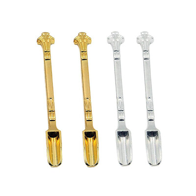 

4PcsSet Exquisite Carved Metal Mini Shovel Medicine Powder Salt Snuff Spoons