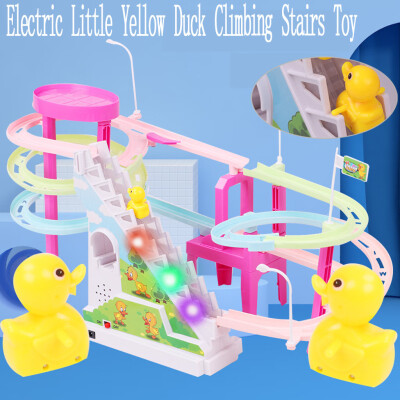 

Gobestart Yellow Ducks Electric Light Music Amusement Electric Climb Stairs Track Toy