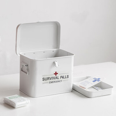 

Household First Aid Box Survival Emergency Kit Organizer Rectangle Medical Kit Storage Box with Handles