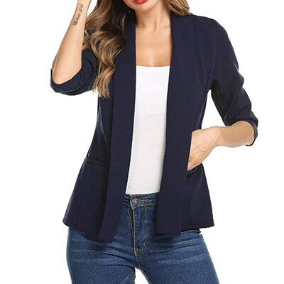 

Toponeto Women Mini Suit Casual 34 Sleeve Open Front Work Office Blazer Jacket BKL