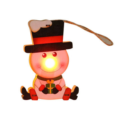 

Wooden Christmas Crafts Color Painted LED Light Up Christmas Pendant Tabletop Ornaments Christmas Decoration