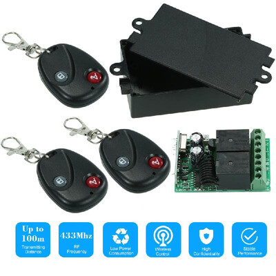 

433Mhz DC 12V 2CH Universal 10A Relay Wireless Remote Control Switch Receiver Module&4PCS 2 Key RF 433 Mhz Transmitter Remote