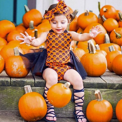 

Toddler Kids Baby Pumpkin Girls Halloween Outfits Clothes Romper Jumpsuit