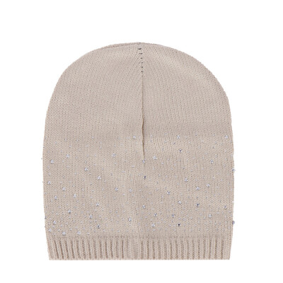 

Tailored Adult Women Keep Warm Winter Diamond Fur Knitted Wool Beanie Hemming Hat Cap